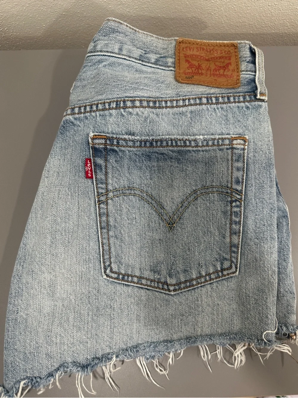 Levi's Light Blue Denim Cutoff Shorts with Frayed Hem - Picture 1 of 3